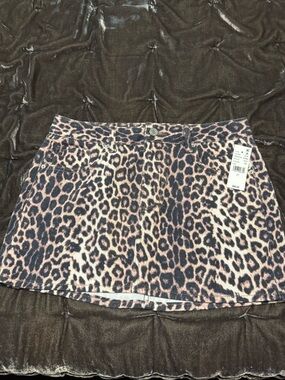 PacSun Pink and Black Leopard Print Mini Skirt